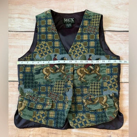 Vintage MCX Design Tapestry Vest Cowboy Western Horse Size Small equestrian - Picture 2 of 6